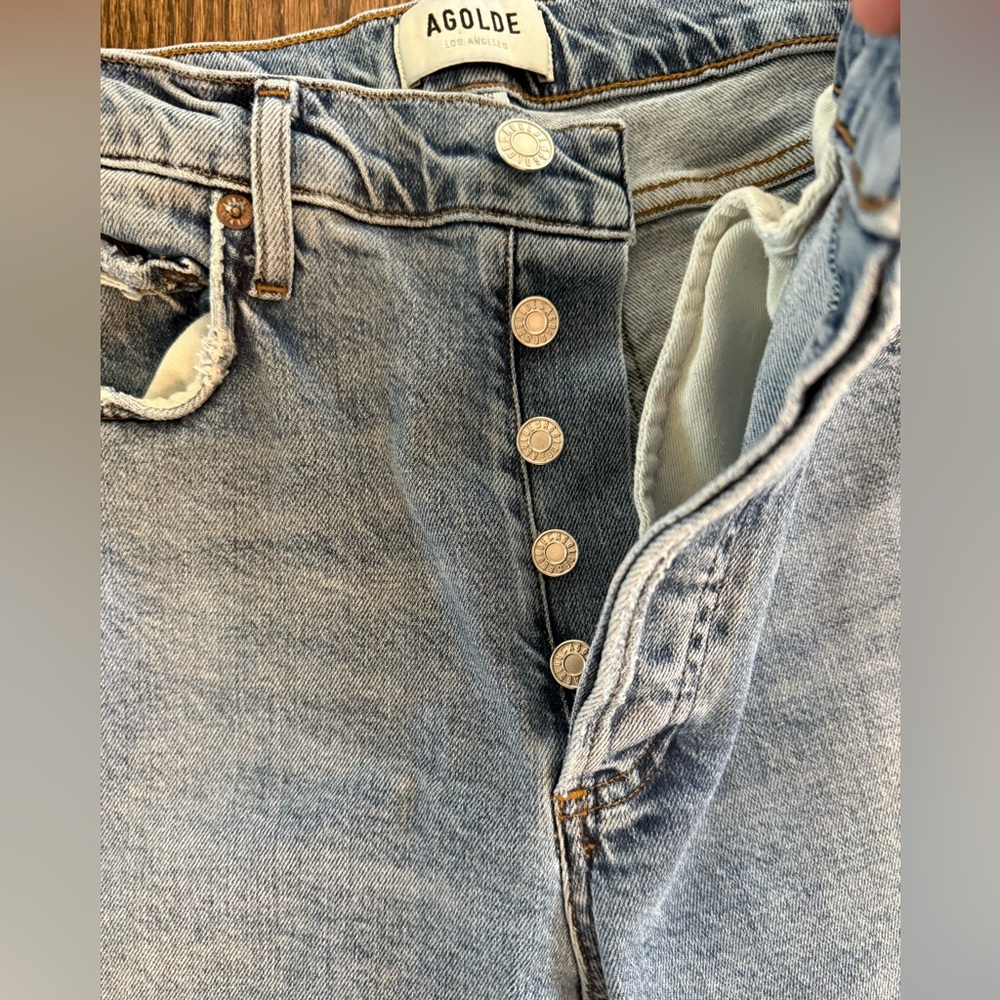 AGOLDE Women's Nico High Rise Straight Leg Jeans Slim Raw Hem Denim Size 26 - Picture 6 of 10